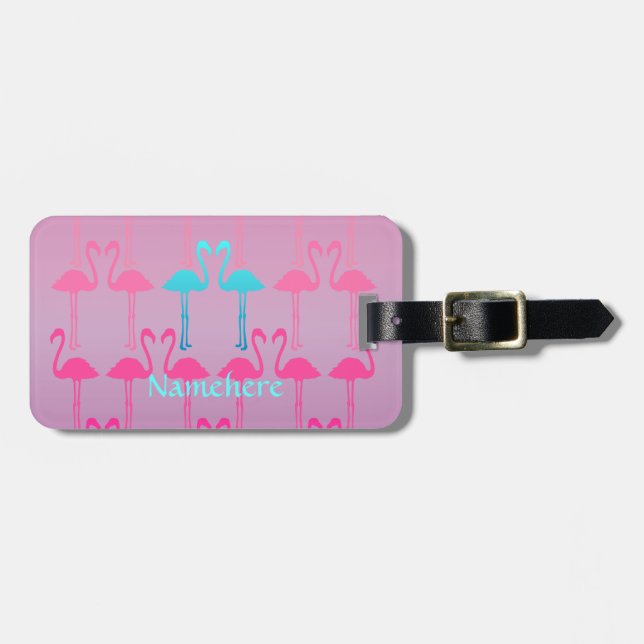 Customisable: Flamingo two Luggage Tag (Front Horizontal)