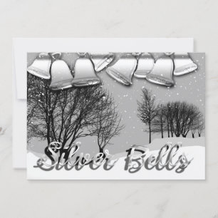 Customisable Flat Holiday card Silver Bells