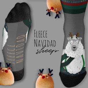 Customisable “Fleece Navidad” Sheep Funny Fun Grey Socks