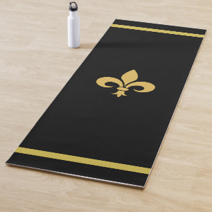 Customisable Fleur de Lis on Black Yoga Mat