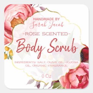 Customisable Floral Body Scrub Label