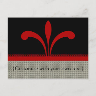 Customisable Floral Chic Postcard, Dark Red Postcard