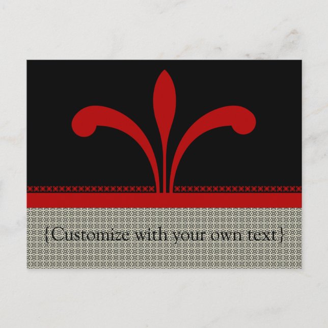 Customisable Floral Chic Postcard, Dark Red Postcard (Front)