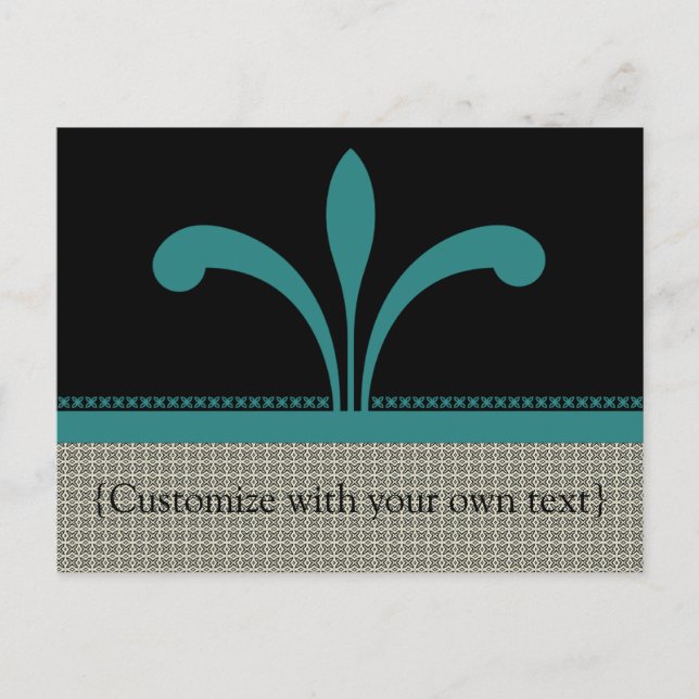 Customisable Floral Chic Postcard, Teal Postcard (Front)