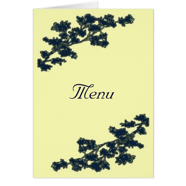 Customisable Floral Deco Wedding Menu Card (Front)