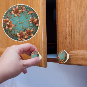 Customisable Floral Frame Ceramic Knob
