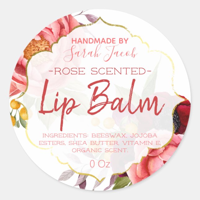 Customisable Floral Lip Balm Label (Front)