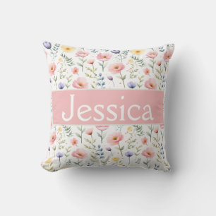 Customisable Floral Name Cushion