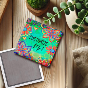 Customisable Floral Pretty Inspirivity Trendy Fun Magnet