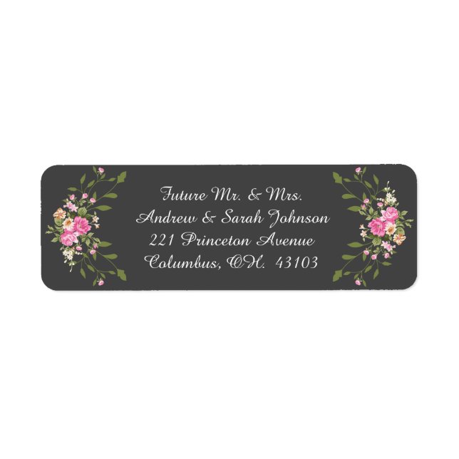 Customisable Floral RETURN ADDRESS LABRLS Label (Front)
