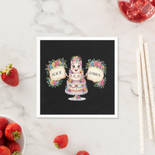 Customisable Floral Wedding Cake Welcome Sign Napkin