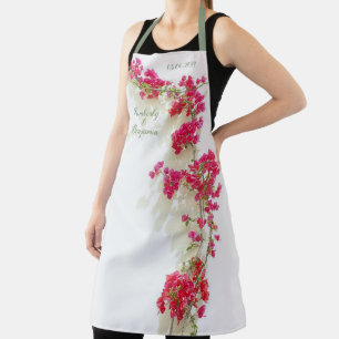 Customisable Floral Wedding White Pink Paperflower Apron
