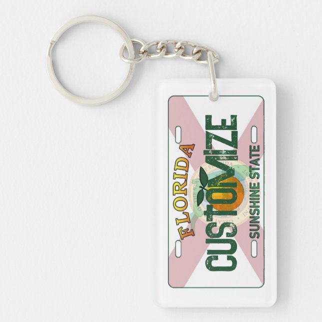Customisable Florida flag license plate keychain (Front)