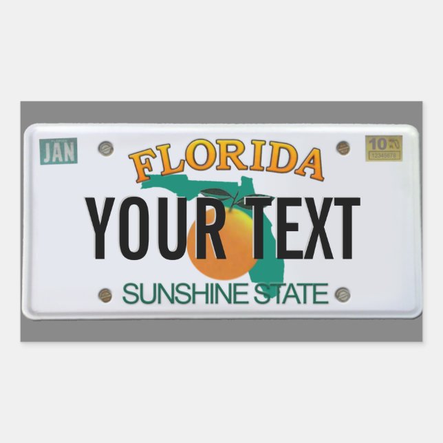 (Customisable) Florida License Plate  Rectangular Sticker (Front)