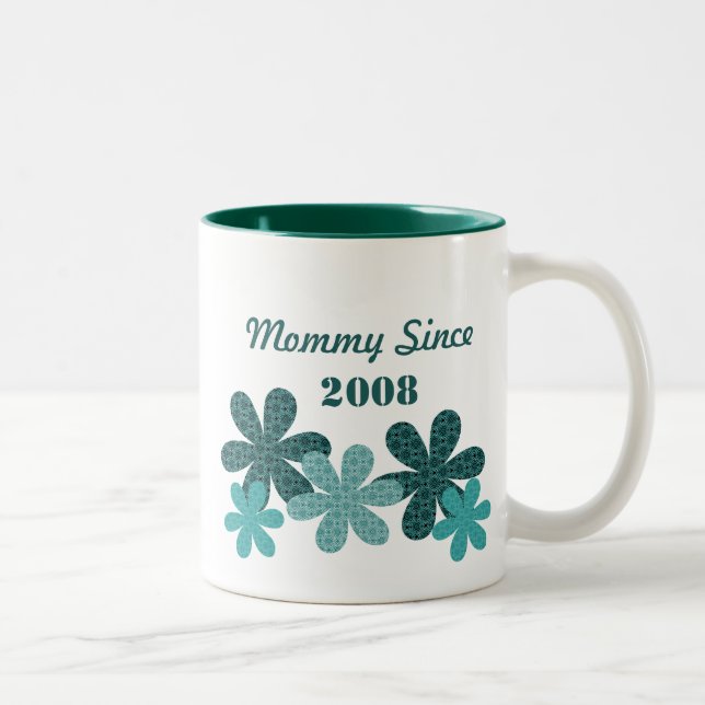 Customisable Flower Mummy Since Mug (Teal) (Right)