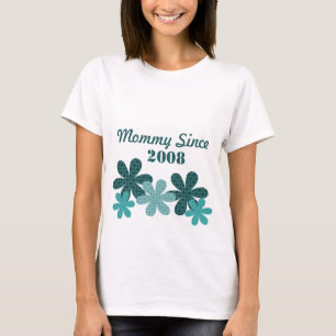 Customisable Flower Mummy Since T-shirt, Teal T-Shirt