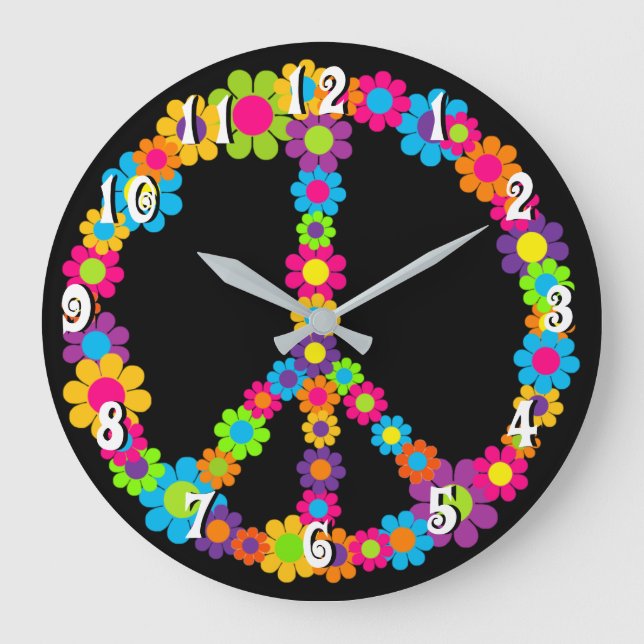 Customisable Flower Power Large Clock (Front)