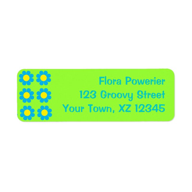 Customisable Flower Power Return Address Label (Front)