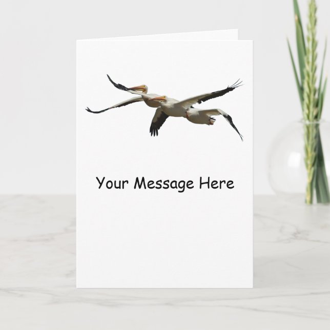 Customisable Flying Pelicans 2 Greeting Card (Front)