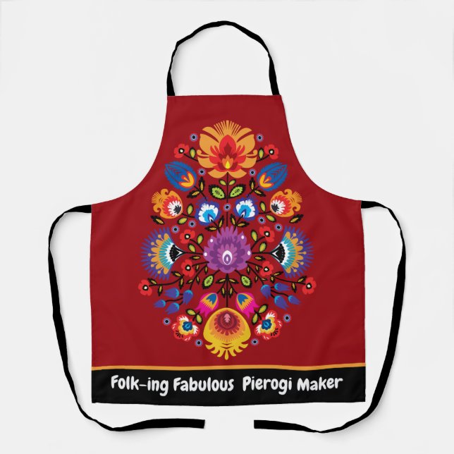 Customisable Folk-ing Fabulous Pierogi maker Apron (Front)