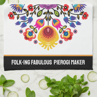 Customisable Folk-ing Fabulous Pierogi maker Tea Towel