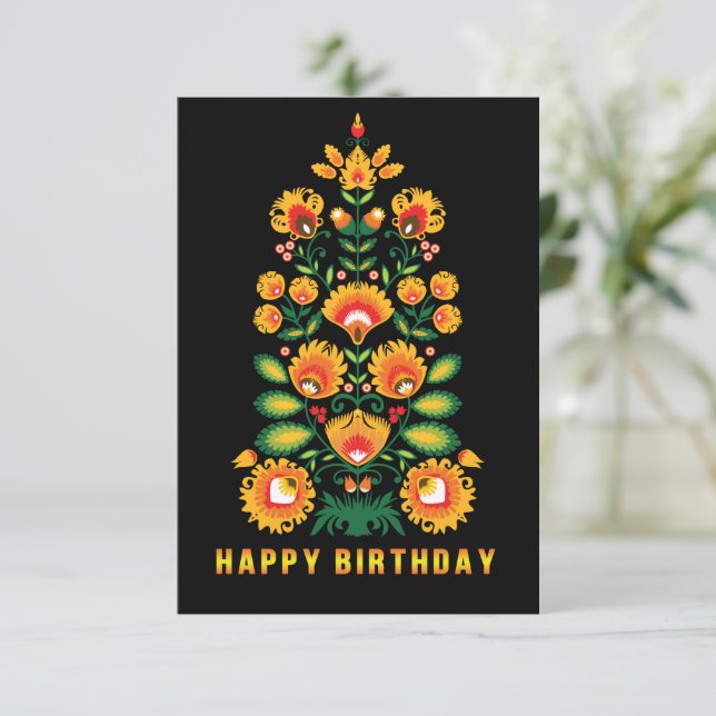 Customisable Folklore Happy Birthday Card (Standing Front)