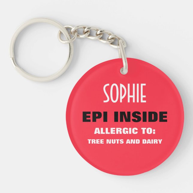 Customisable Food Allergy Alert Keychain (Front)