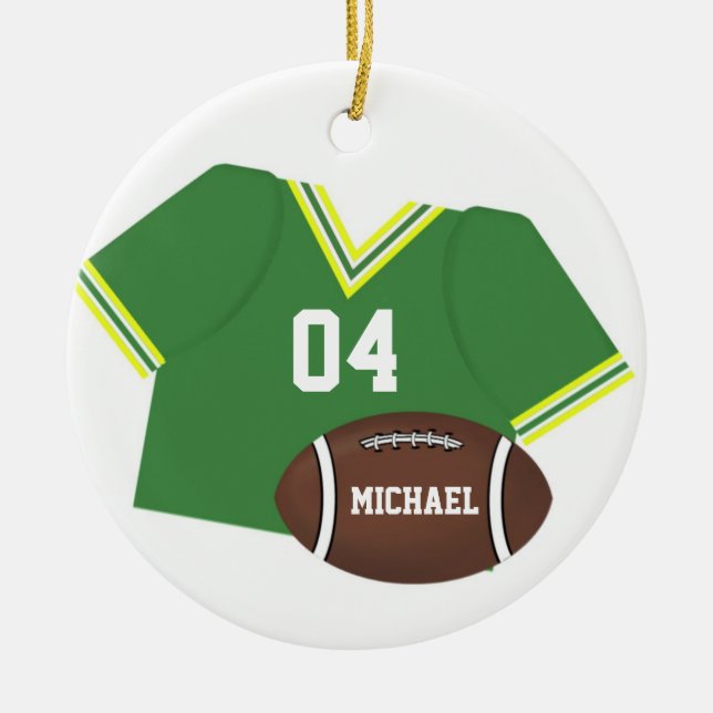 Customisable Football and Green Jersey Ornament (Front)