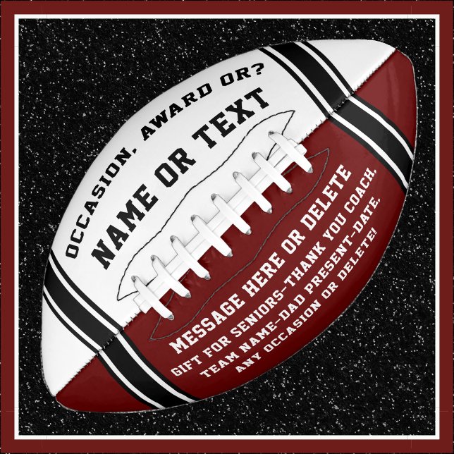 Customisable Football, Change COLORS, PERSONALIZED Football (Unique gifts for football coaches. Personalized Football Balls. Maroon, Gifts for Football Seniors.)