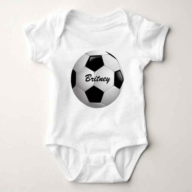Customisable Football Soccer Ball Baby Bodysuit (Front)