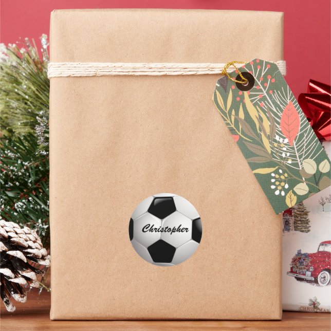 Customisable Football Soccer Ball Classic Round Sticker (Holiday)