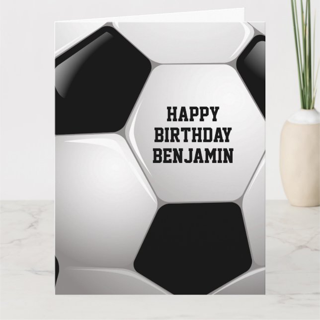 Customisable Football Soccer Ball Happy Birthday Card (Front)