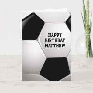 Customisable Football Soccer Ball Happy Birthday Card