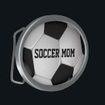 Customisable Football Soccer Ball Oval Belt Buckle<br><div class="desc">Soccer sports design with a close up image of a soccer ball, fully customisable with your own name or text. Perfect for the soccer player, football fan or soccer coach. Other colour combinations are available in our store and we welcome custom requests, just contact us through our GiftsBonanza store prior...</div>