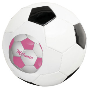 Customisable Football Soccer Ball Pink and White