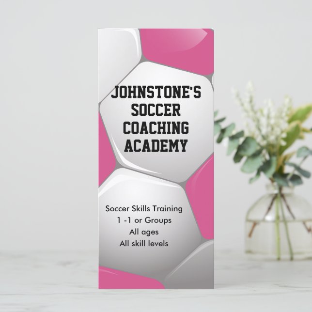 Customisable Football Soccer Ball Pink and White (Standing Front)