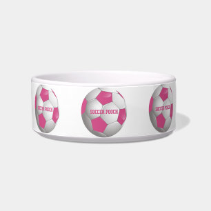 Customisable Football Soccer Ball Pink and White Bowl