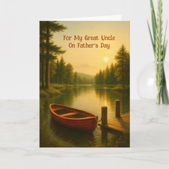 Customisable for Father’s Day Red Boat by the Pond Thank You Card (Front)