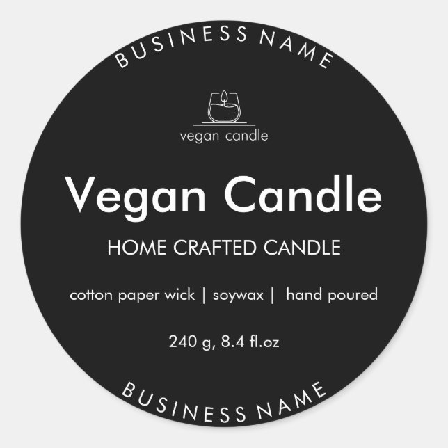Customisable for Homemade Candles Classic Round Sticker (Front)