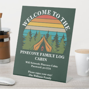 Customisable Forest friends Sunset Camping Tent Pedestal Sign