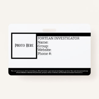 Customisable Fortean Investigator ID Badge