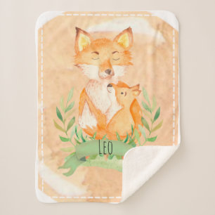 Customisable Fox Baby Blanket Sherpa