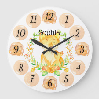 Customisable Fox Nursery Clock Large