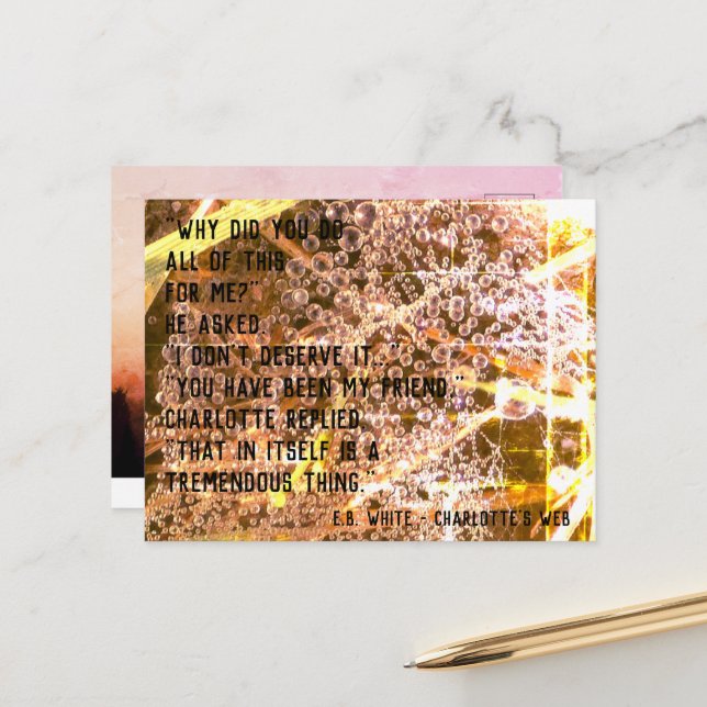 Customisable Friendship Quote - Charlotte's Web Postcard (Front/Back In Situ)
