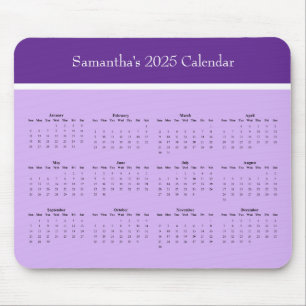 Customisable full year 2025 calendar mouse pad
