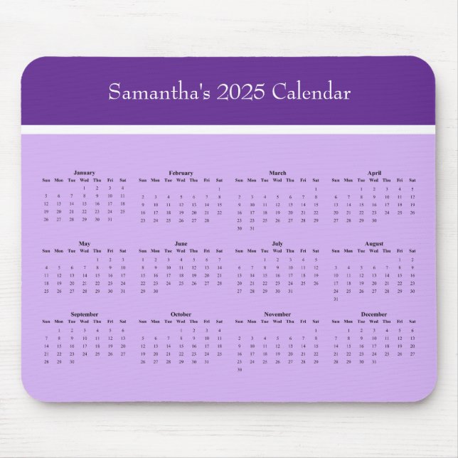 Customisable full year 2025 calendar mouse pad (Front)