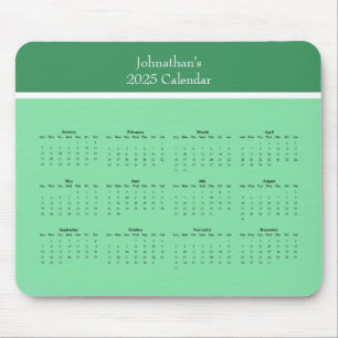 Customisable full year 2025 calendar mouse pad