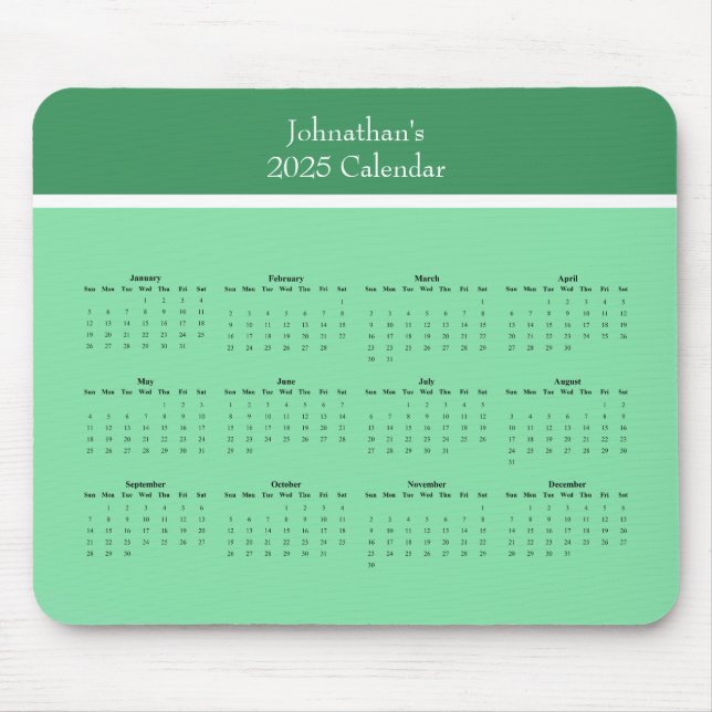 Customisable full year 2025 calendar mouse pad (Front)