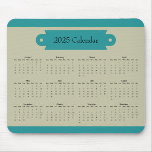 Customisable full year 2025 calendar mouse pad