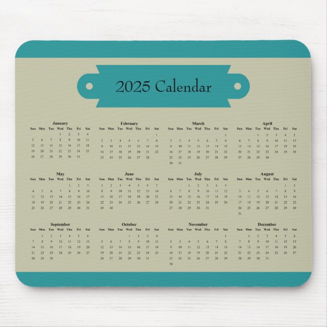 Customisable full year 2025 calendar mouse pad (Front)